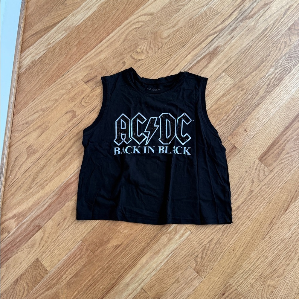 Lauren Moshi Elton AC/DC black tank top